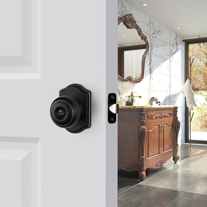 Haidms Oil Rubbed Bronze Door Knobs Interior, Privacy Interior Door knobs, Bronze Indoor Doorknobs for Bedroom or Bathroom (8 Pack)