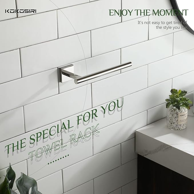 KOKOSIRI Hand Towel Bar Chrome Bathroom Towel Rail Holder Kitchen Paper Holder Wall Mounted Toilet Cabinet Mount, Polished Stainless Steel B3008CH