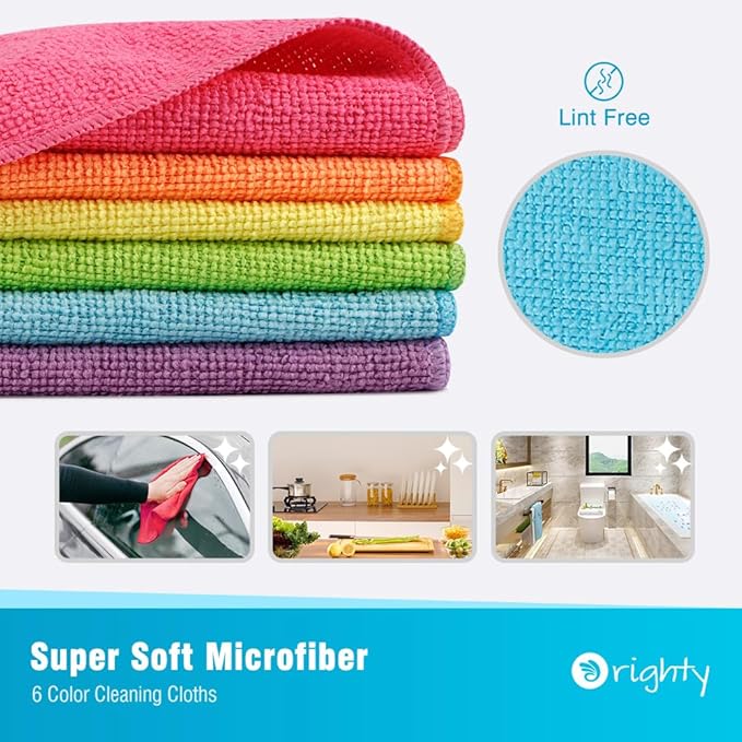 Orighty Microfiber Cleaning Cloth, 150 Pack Microfiber Towels for Cars, Highly Absorbent Car Cleaning Supplies, Lint Free Cloths Clean Rags for Car Care, House, Kitchen, 12x11 inch