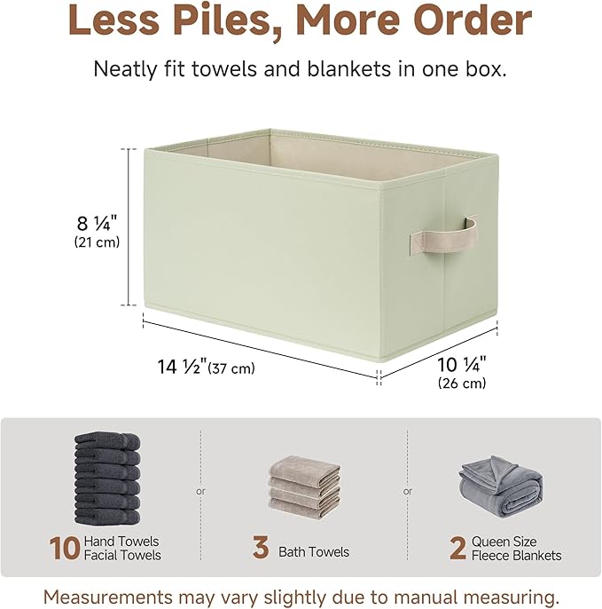 StorageWorks Storage Bins for Shelves, Closet Organizers and Storage Baskets, Fabric Storage Bins Clothes Organizer, Light Green, 3-Pack, Large
