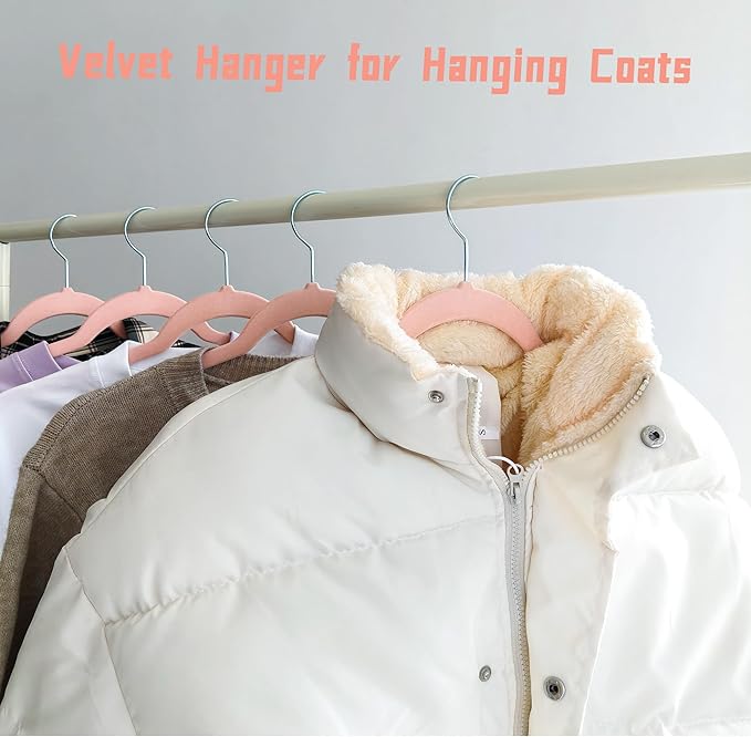 Pink Velvet Hangers 30 Pack, Anti-Slip Slim Space Saving Hangers with 360° Swivel Hook, 17.7 Inch Velvet Clothes Hangers for Coats,Sweater,Jackets,Dresses, Shirts, Suits & T-Shirts (Pink, 30)