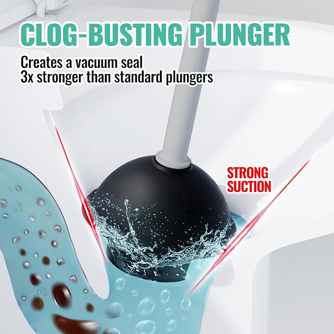 2PACK 4 in 1 Toilet Brush and Plunger Set with Crevice Cleaning Brush, Toilet Plunger and Brush Set with Extra Long Handle, Plungers for Bathroom Accessories, Toilet Plunger with Holder, Dark Gray