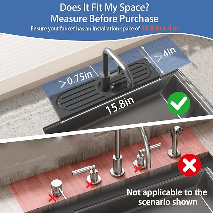 Stone Faucet Mat for Kitchen Sink, Water Absorbing Sink Water Splash Guard, Fast-Drying Kitchen Sink Faucet Mat, Durable Protector and Stone Drying Mat for Kitchen Counter & Bathroom Sink