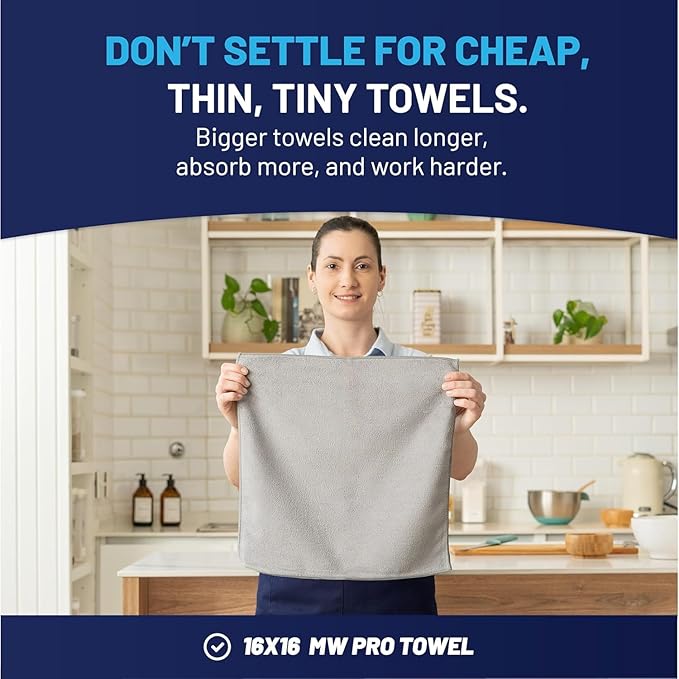 12" x 12" MW Pro Multi-Surface Microfiber Cleaning Cloths | Gray - 48 Pack | Premium Microfiber Towels for Cleaning Glass, Kitchens, Bathrooms, Automotive, Supplies & Products
