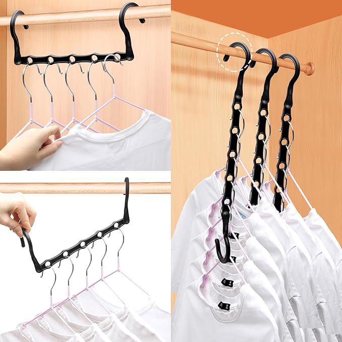 6 Pack Closet Organizers and Storage Stronger, College Dorm Room Essentials for Girls Guys, Magic Clothes Hangers Space Saving Hangers with 5 Holes Closet Storage for Heavy Clothes, Home Organization