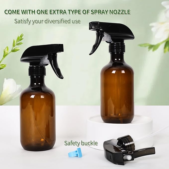 Cleaning Spray Bottles for Plants Misters for Inside, 2 Pack 10 oz Squirt, Water Spray Bottle Mist Sprayer, No Leak Hair Mister Empty with Adjustable Nozzle (Brown)