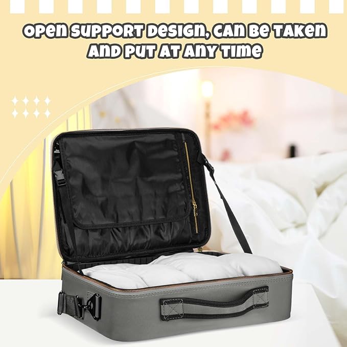 Eccliy Storage Box with Locking for Adult Toy, 15.8 x 11.4 x 4.3 Inches Discreet Lockable Game Toy Flat Storage Box Bag with Combination Lock, PU Leather(Gray)