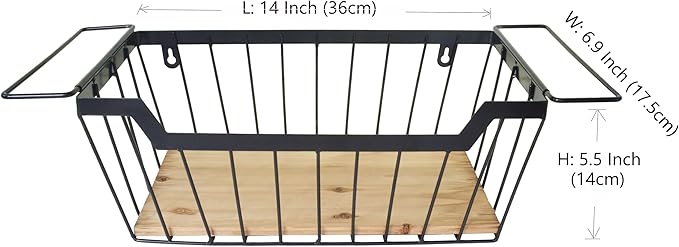 Metal Wire Basket with Handles Storage Organizer Stackable Organizing bin for Cabinet Shelf Countertop Under Sink Pantry for Kitchen,Bathroom,Laundry Closet, 1 Pack
