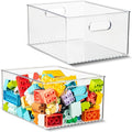 primebox 2 Pack Clear Plastic Organizer Bins with Handles for Home Organization. Storage Containers for Organizing Fridge, Freezer, Cabinet. Pantry, Great for Kitchen, Garage, Laundry Room. 10"x8"x5"