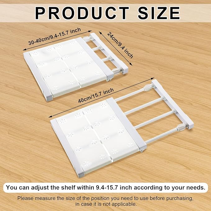 Gerrii 2 Pcs Closet Tension Shelf Rod Expandable Shelf Locker Organizer Adjustable Metal Storage Rack Scalable Layered Divider Separator for Cabinet Wardrobe Kitchen Bathroom (10.83''-17.91'')