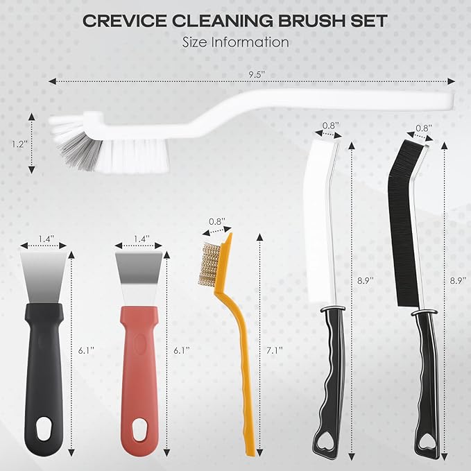 Navatiee 14PCS Crevice Cleaning Brush Set, Hard Bristle Scrub Brushes for Deep Cleaning Grout & Sink, Multifunctional Crevice Cleaning Tool for Bathroom Kitchen Corners, Bottle, Teapot, Blender