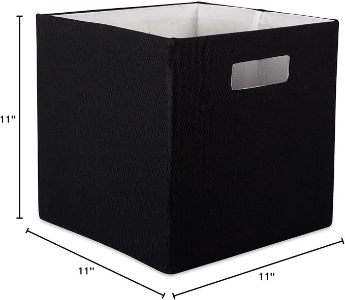 DII Collapsible Polyester Storage Cube, Solid, Lightweight and Durable, Small Square, 11x11x11", Black