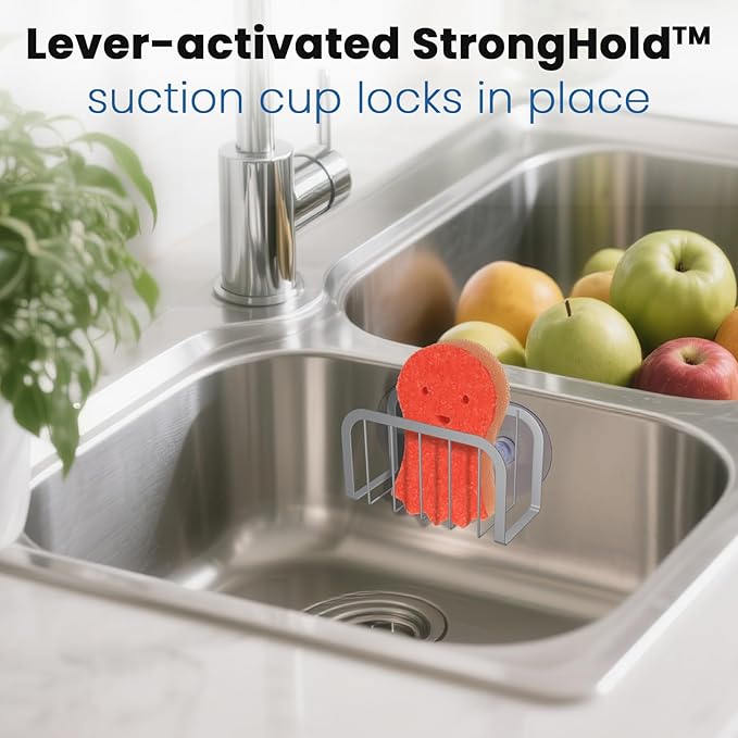 Sponge Holder for Kitchen Sink, Kitchen Sponge Holder, Sink Caddy for Sponges, Scrubbers, Soap(Silver)