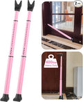 Rerishom Door Security Bar, Door Stoppers Security bar,Heavy Duty Door Lock Security Door Jammer Door Stopper for Apartment, Hotel Room,Screen Door Hardware, Gate Lock Bar(2 Pack,Pink)