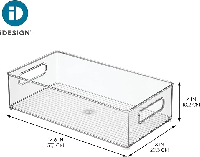 iDesign Stackable Fridge Bin - Storage Bin for Freezer or Pantry, Set of 2, Clear, Made in USA