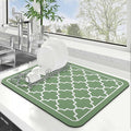 WISELIFE Dish Drying Mat Super Absorbent Drying Mat Large Dish Drying Mats for Kitchen Counter Easy Clean Dish Mat Kitchen Drying Mat15"x 18" Stylish Green