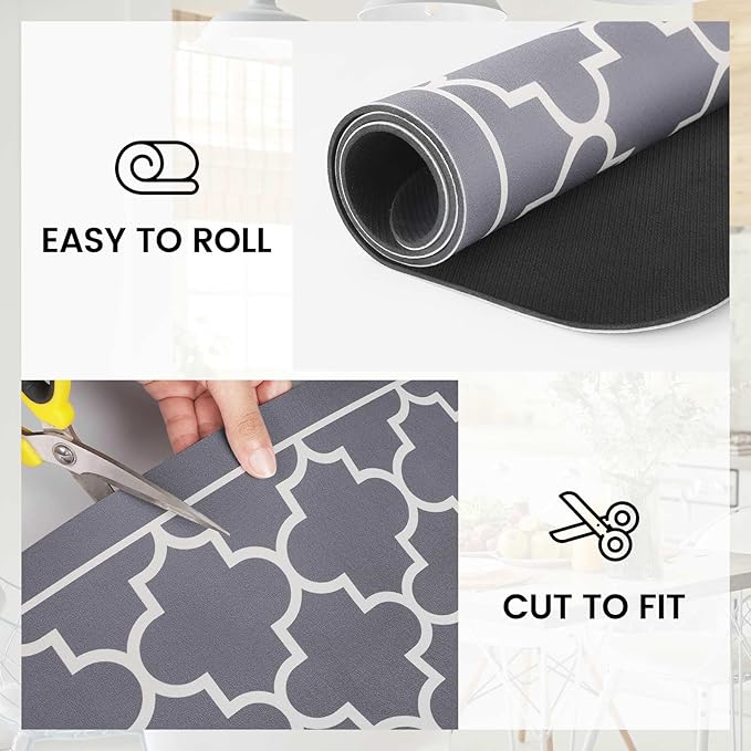 WISELIFE Dish Drying Mat Super Absorbent Drying Mat Large Dish Drying Mats for Kitchen Counter Easy Clean Dish Mat Kitchen Drying Mat18"x 32" Stylish Grey