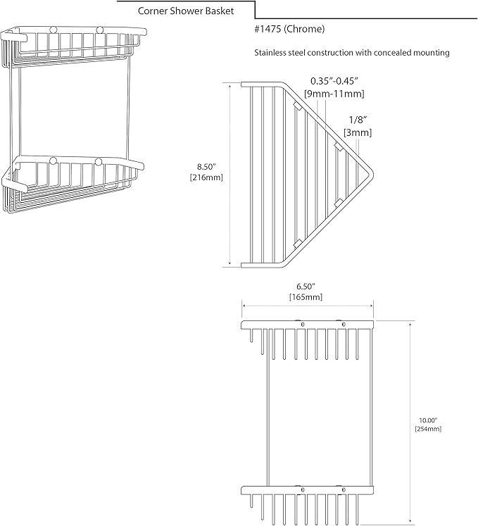 Gatco 1475 Tub and Shower Corner Caddy, Chrome