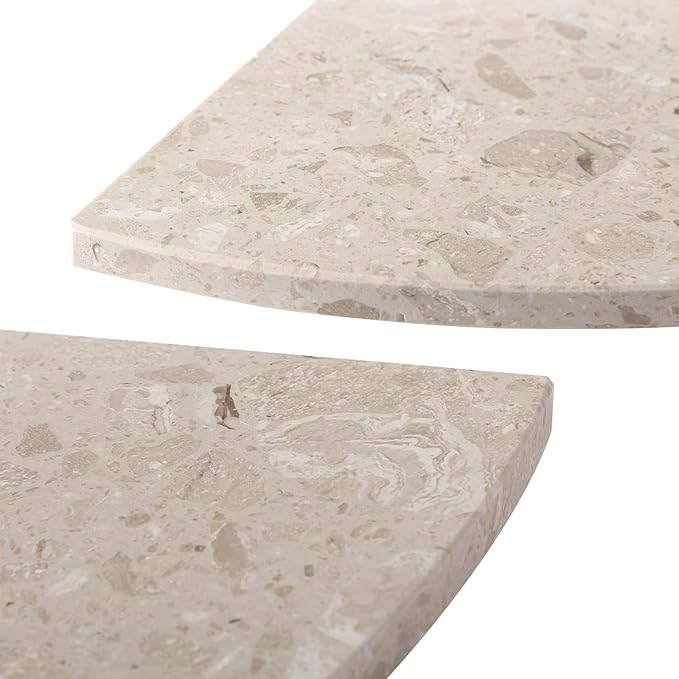 Koville Italian Marble Corner Shower Shelf for Bathroom, 10'' Marble Corner Shelves for Bath, Wall Mounted Stone Corner Shower Caddy, No Drilling Adhesive Shower Shelf - Perlato Appia (2-Layer)