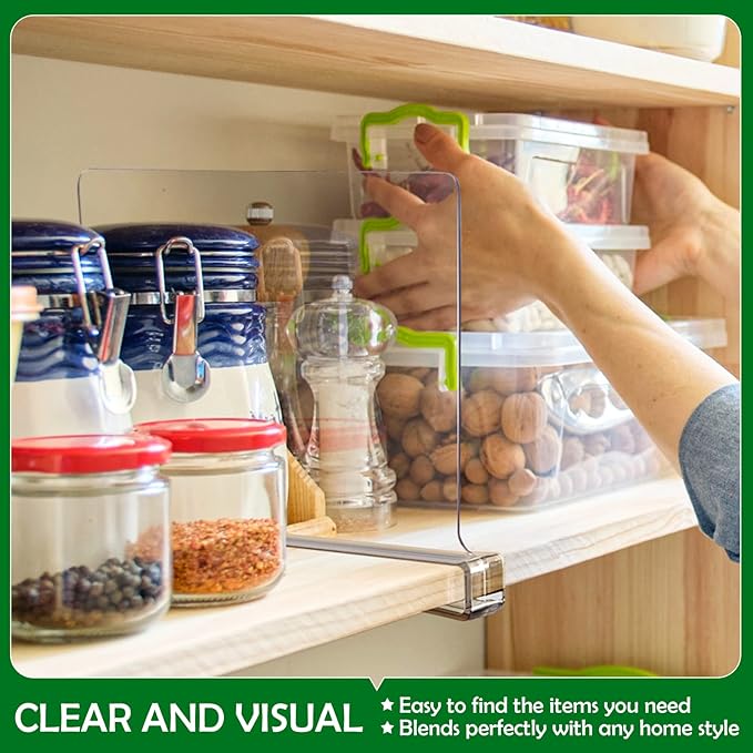 Consevisen Shelf Dividers for Closet Organization and Storage, 12 Pack Acrylic Clear Closet Shelf Dividers for Wood Shelves, Vertical Sweater Handbag Purse Organizer for Bedroom Kitchen Office