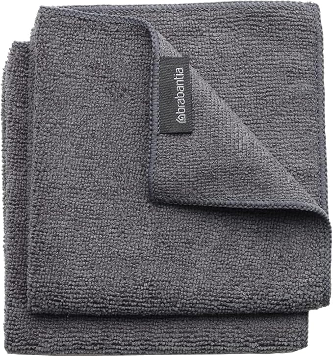 Brabantia x2 Microfiber Cleaning Dish Cloths (Dark Gray) Absorbent Hygenic Rags for Washing, Cleaning, Drying (12x12)