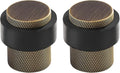 Solid Brass Door Stopper Heavy Duty Cylindrical Floor Mount Door Stop with Rubber, Wall Protector Mounted Doorstop Protect Door Knobs, 1-3/5" Height, 2 Pack, Bronze
