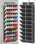 20-30 Pairs Over the Door Shoe Organizer, Clear Pockets Hanging Shoe Storage for Closet, 10-Tier Door Shoes Rack, Handing Shoes Holder Fit All the Family's Sneakers, Boots, Heels, Dark Grey