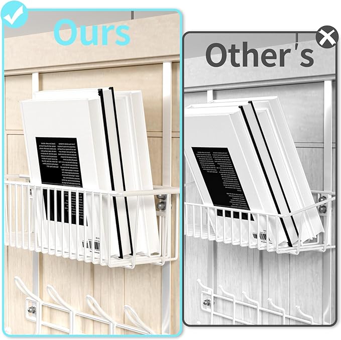 Kaiferty Over The Door Hooks Organizer,Door Hanger Door Storage with Basket,Over The Door Towel Rack Coat Hooks with 12 Hooks,for Bathroom,Bedroom,Kitchen,Office,Apartment(White)