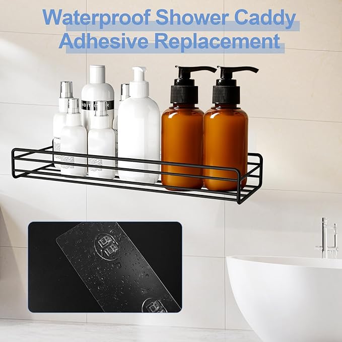 YEHOSHUN Shower Caddy Adhesive Replacement, Strong Shower Shelf Adhesive,2 Pack WaterProof Showers Adhesives Strip, Ad-hesive Hook for Showers, No Drilling for Bathroom Storage Shelve and Kitchen Rack
