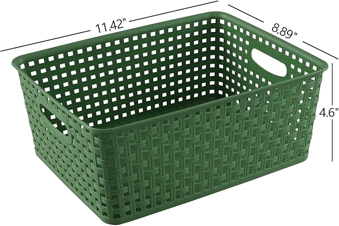 Taysisiter Plastic Weave Storage Basket, Plastic Storage Shelf Basket, 4 Packs