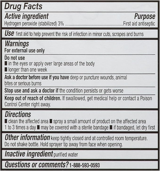 Leader Hydrogen Peroxide 3% Topical Solution, First Aid Antiseptic, Multi-Purpose Cleaner, Gentle & Effective Spray for Home, Cuts, and Scrapes, Easy-to-Use, 8 Fl Oz Spray Bottle (2 Pack)