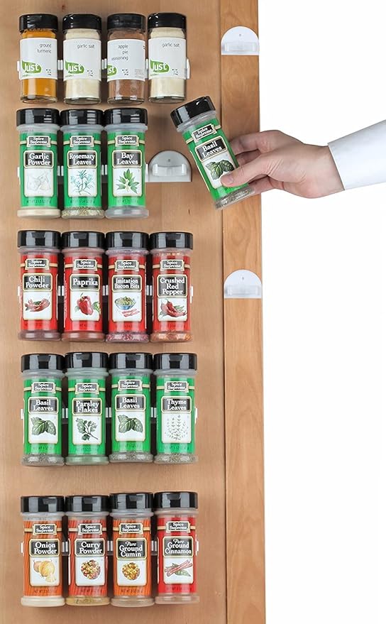 Sagler Spice Rack 36 Spice Gripper - Spice Racks Strips Cabinet Door - Use Spice Clips for Spice Organizer - Stick or Screw Spice Storage Clips