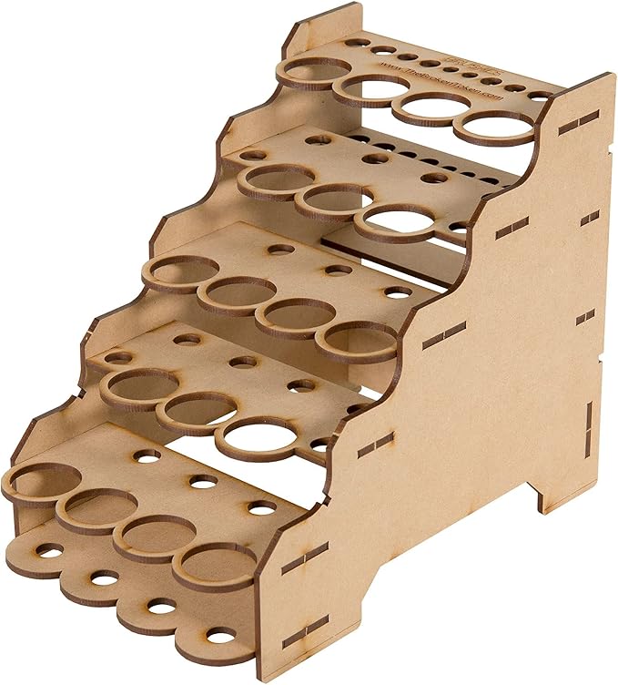 The Broken Token Modular Paint Half Rack w/ 26mm Holes - Multiple Organizer for Paint Bottles, Pots, and Brushes in Tiered Layout - Customize Your Pieces with Easy Organization & Access