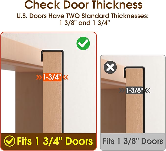 CHAUNCEY HOME Long Over The Door Hooks Hanger with 15.75" Arms for Easier Access by Shorter, Heavy Duty Door Hanger for Coat, F16U, Fits Standard 1 3/4'' Doors, Towel Racks for Bathroom, Black