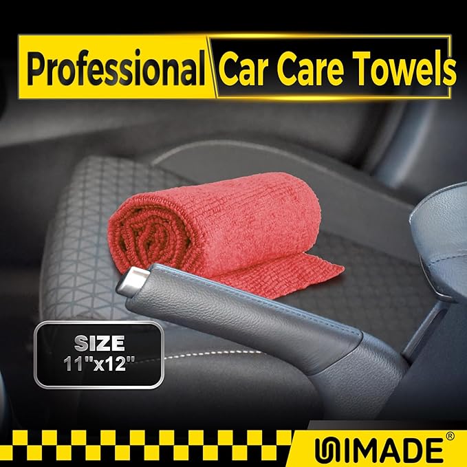 Microfiber Cleaning Cloth, 24 Pack Reusable Microfiber Towels for Cars Lint Free Cleaning Shop Towel Rags for Home Kitchen Automotive Bar Mechanic Restaurant Garage, 11"x 12", Red