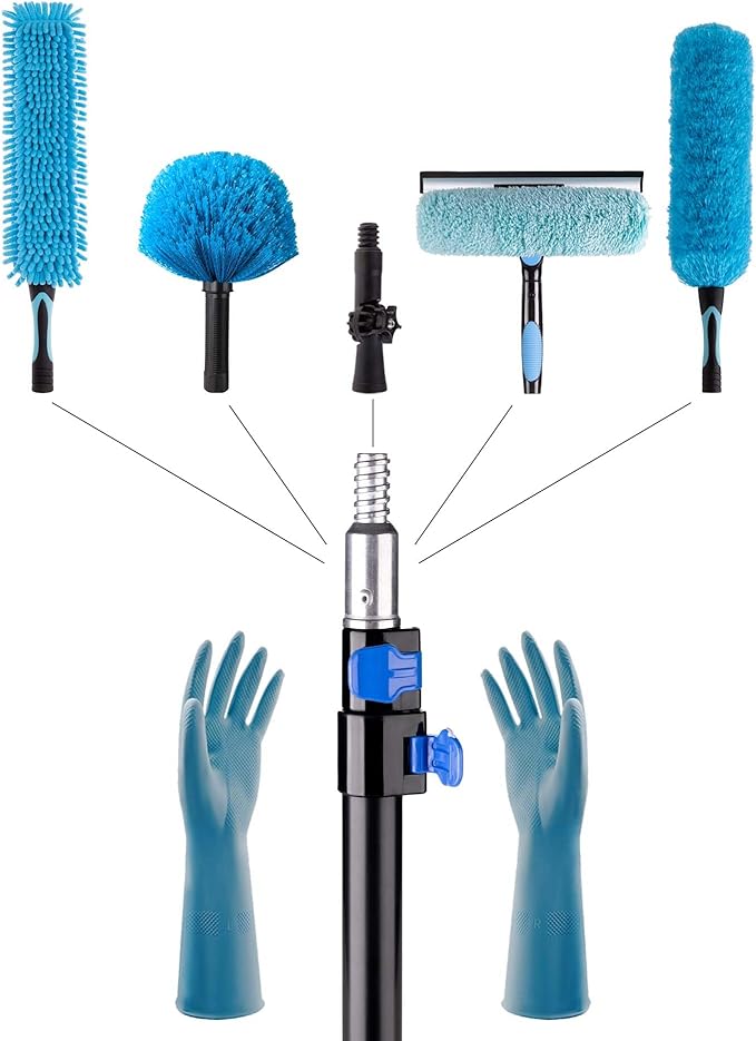 20 Foot High Reach 5-to-12ft Long Duster for High Ceilings Fan Cleaner with Sturdy Lightweight Extension Pole