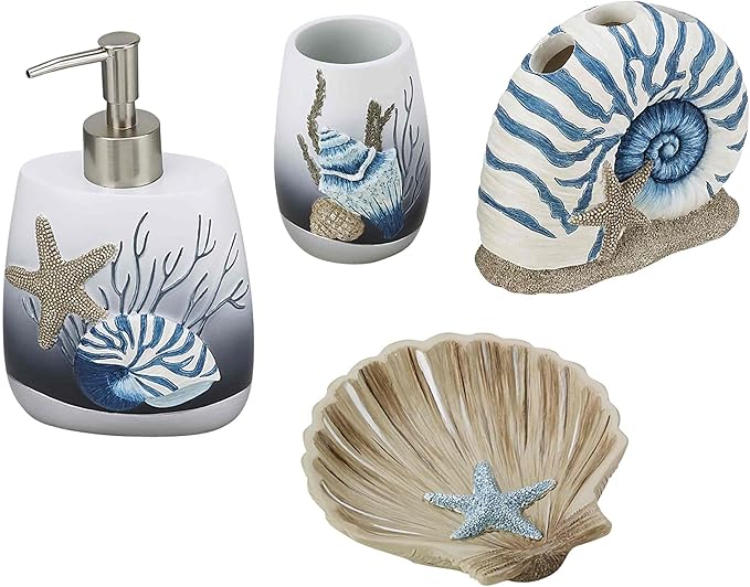 Avanti Linens – Bathroom Accessory, Resin Countertop Accessories, Oceanscape Inspired Bathroom Decor (Blue Lagoon Collection)