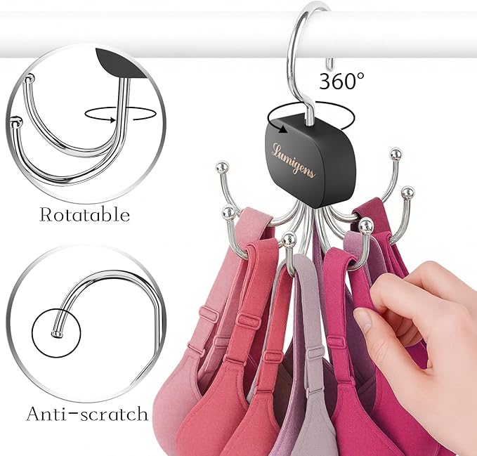 Belt Organizer for Closet,2PCS Tie Rack, Belt Tie Hanger for Closet,Tie Organizer for Men,Hanging Closet Organizer Hook for Belt, Bra, Tank Top, Tie, Scarf, Hat, Purse,Black
