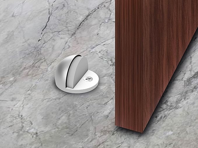 QCAA Low Dome Floor Door Stop, H 25.4 x Diameter 44.5mm, Zinc Die Cast, Satin Nickel, 12 Pack, Made in Taiwan