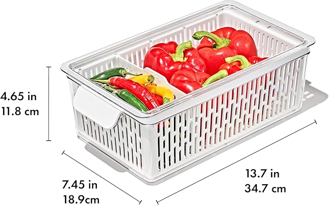 OXO Good Grips Produce Saver – Medium Bin, 13.8 x 7.4 x 4.7 in, White