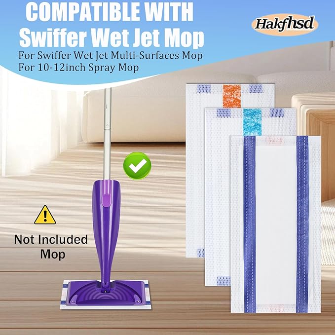 60 Pack Disposable Mop Pad Refillsfor Swiffer Wet Pads Refill Replacement for Swiffer WetJet Spray Mop, 4 Layers Thickened Extra Strong Dirt Locking and Water Absorbent, Powerful Stain Removal