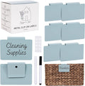 Hygge & Sage: Metal Bin Labels for Home Organization | Non-Slip Basket Clips for Storage Bins, Baskets, or Wire Racks | Includes 8 Labels, 8 Non-Slip Pads, and 2 Free Markers (Blue)
