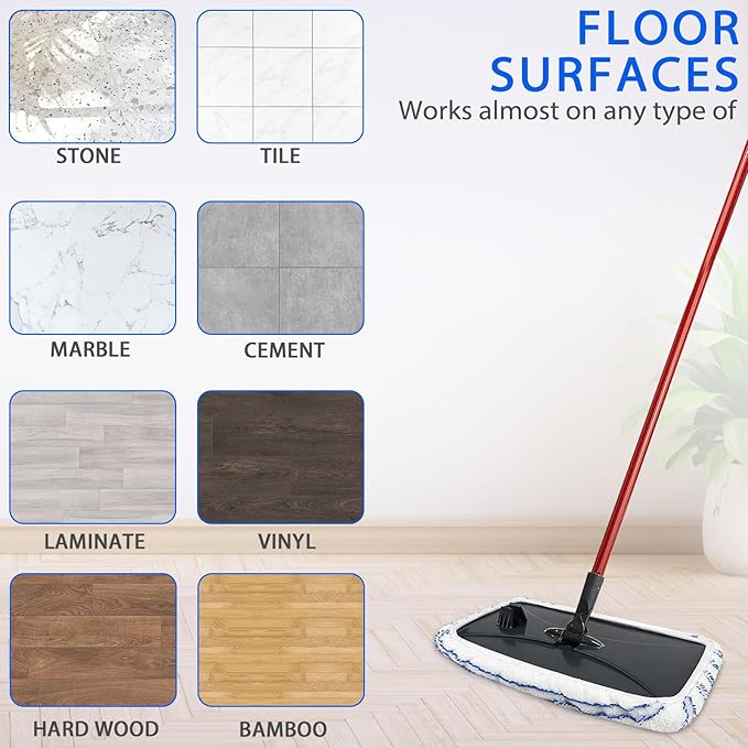 4 Pack Mop Heads Replacements Compatible with Cedar Hard Wood Flooring 'N More Ultra-fine Fiber mop - Microfiber Mop Refills for Cedar Mop Wet and Dry Use 15x8 Inch Pads