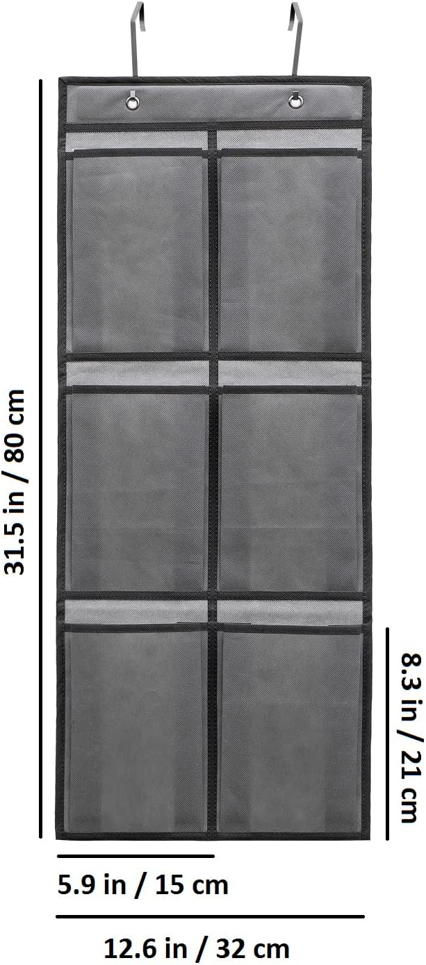 ANZORG 2 Packs Over The Door Hanging Closet Shoes Holder Organizer Shoe Storage Shoe Rack with 6 Pockets (Fabric Pockets)