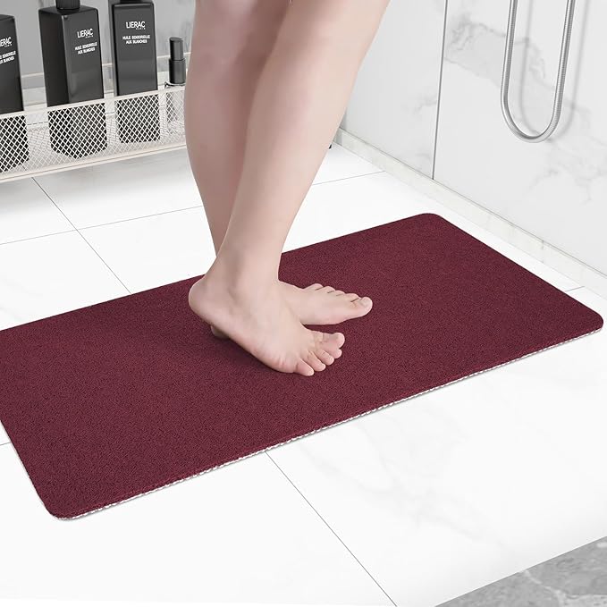 Hargiis Non-Slip Bathtub Mat, Anti Slip Shower Mat, Fast Drying Bathtub Mats, Foot Scrubber Mat, Anti Slip Mat for Tub, Floor, Bathroom, Kitchen, Home, Hotel (Wine Red 40"×28")