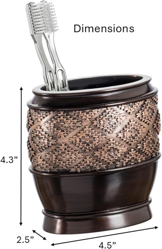 Creative Scents Dublin Brown Toothbrush Holders for Bathrooms Set of 2 - Bathroom Toothbrush Holder Set - Electric Tooth Brush and Toothpaste Organizer - Brown Bathroom Accessories Set Decor
