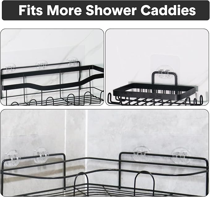 Lsnisni 4 Pack Shower Caddy Adhesive Replacement, Strong Adhesive Hooks for Shelf, Waterproof Shower Adhesive Strips, No Drilling, for Bathroom Storage Shelves and Kitchen Racks