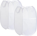 Collapsible Mesh Laundry Basket，Pop Up Laundry Hamper-Easy Storage, Ideal for Home and Travel Use (2 white)