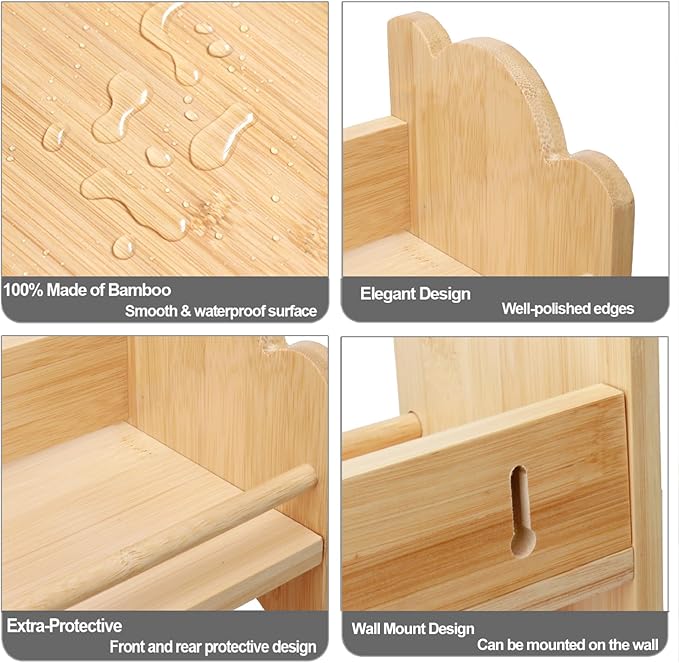 3 Tier Bamboo Spice Rack, Spice Rack Organizer, Seasoning Jars Rack Shelf Spice Organizer for Kitchen Counter or Wall Mounting, Spice Storage Holder with handles, Jars Not Included,Natural