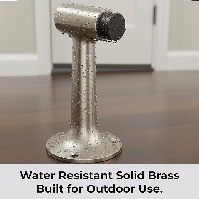 Heavy Duty 6″ Door Stopper, Solid Brass Commercial Grade, Floor Mount - Satin Nickel Finish (US15)